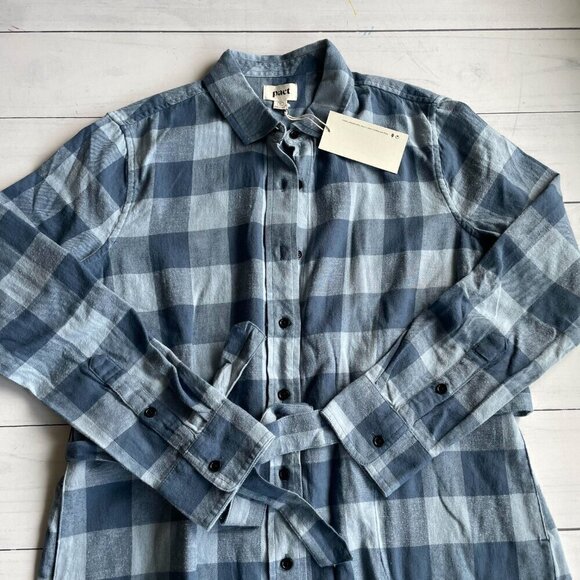 NEW Pact Organic Flannel Fireside Shirt Dress Buffalo Check Blue Size Medium NWT - Picture 3 of 6